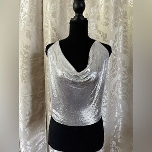 Glamorous Silver Sequin Women's Blouse size S/M /D055